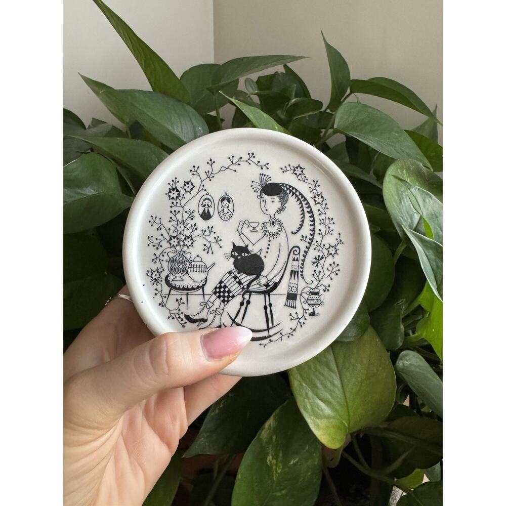 Arabia Finland EMILIA Porcelain Sugar Bowl Jar Trinket Box Tea Time Parlor Cat.
